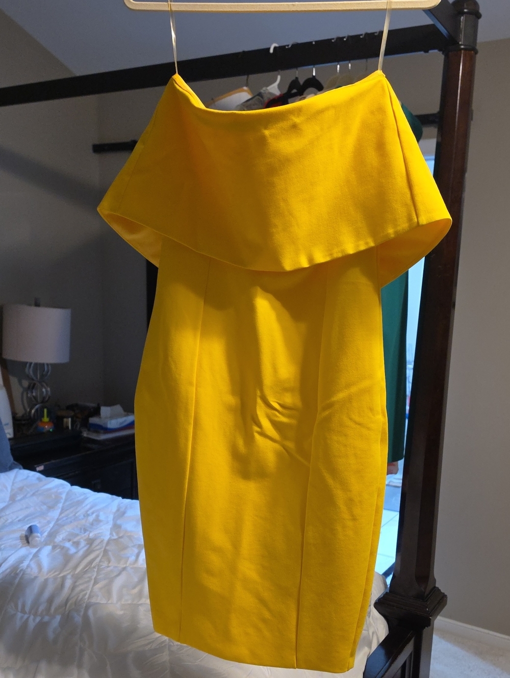 Lavish Alice Bright Yellow Strapless Fold-Over Sheath Dress
